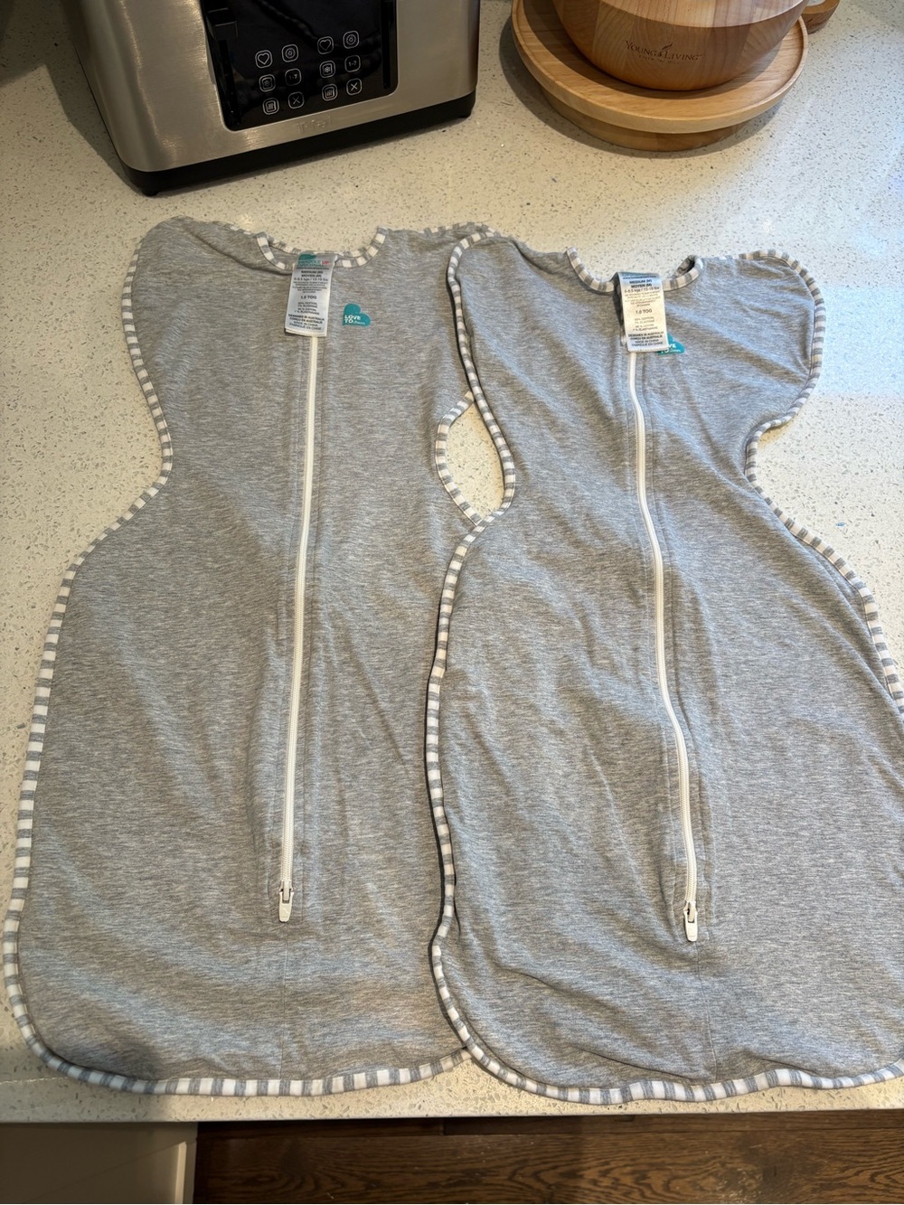 Love to Dream Size Medium Grey Zip Swaddle Sleepsack Set of 2